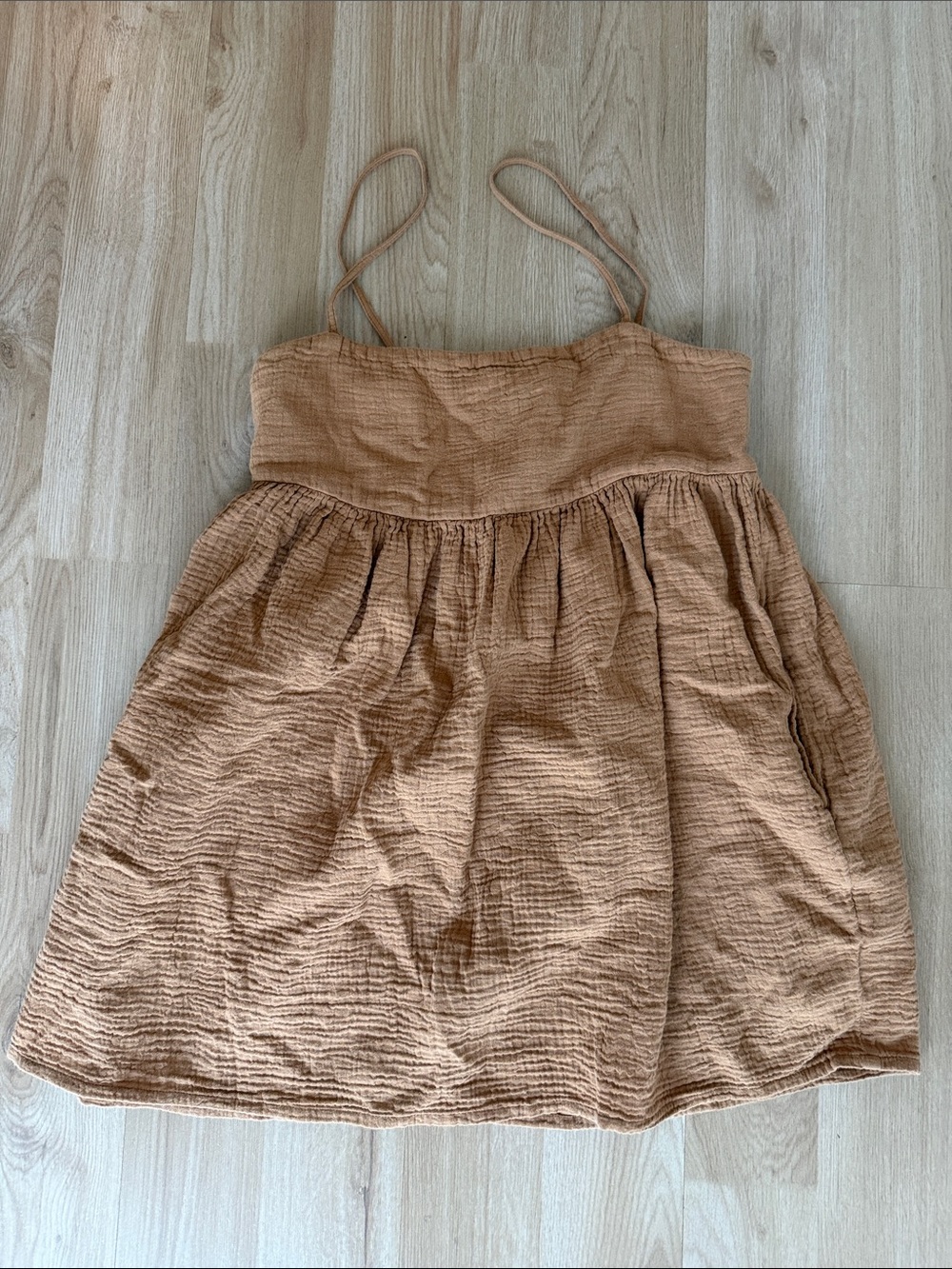 O'Neill Tan Gauze Spaghetti-Strap Girls' Dress